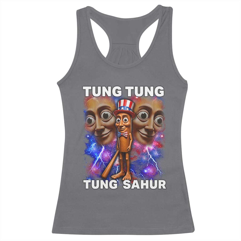 Tung Tung Sahur Italian Brainrot 4th Of July Meme Racerback Tank Top