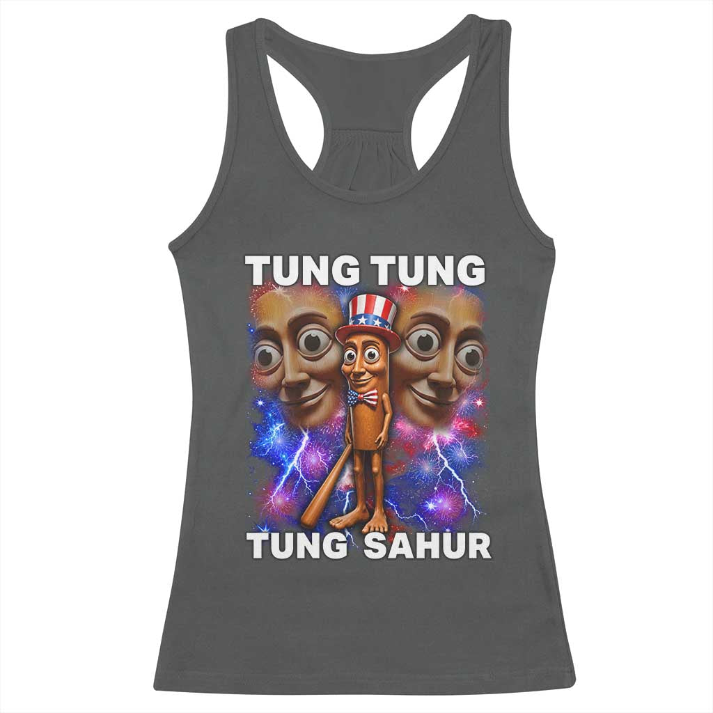 Tung Tung Sahur Italian Brainrot 4th Of July Meme Racerback Tank Top