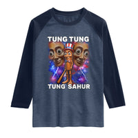 Tung Tung Sahur Italian Brainrot 4th Of July Meme Raglan Shirt