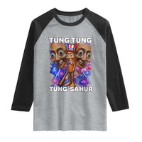 Tung Tung Sahur Italian Brainrot 4th Of July Meme Raglan Shirt