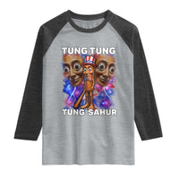 Tung Tung Sahur Italian Brainrot 4th Of July Meme Raglan Shirt