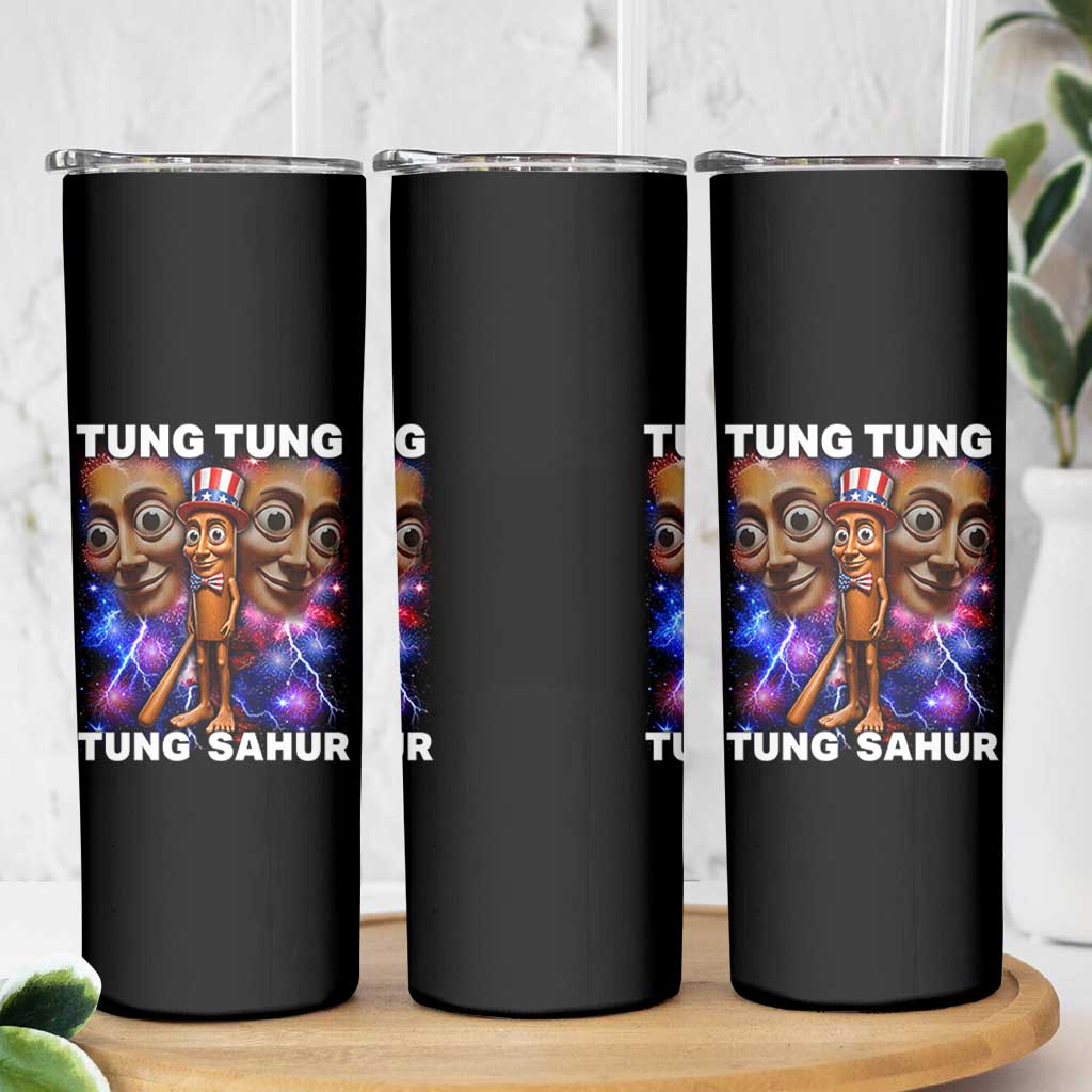Tung Tung Sahur Italian Brainrot 4th Of July Meme Skinny Tumbler