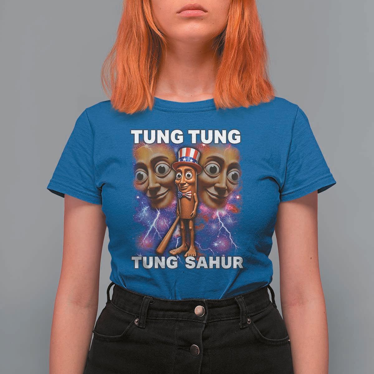 Tung Tung Sahur Italian Brainrot 4th Of July Meme T Shirt For Women