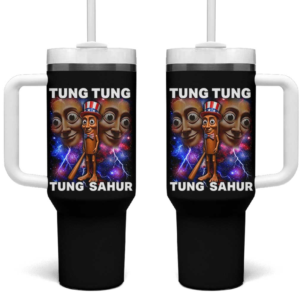 Tung Tung Sahur Italian Brainrot 4th Of July Meme Tumbler With Handle