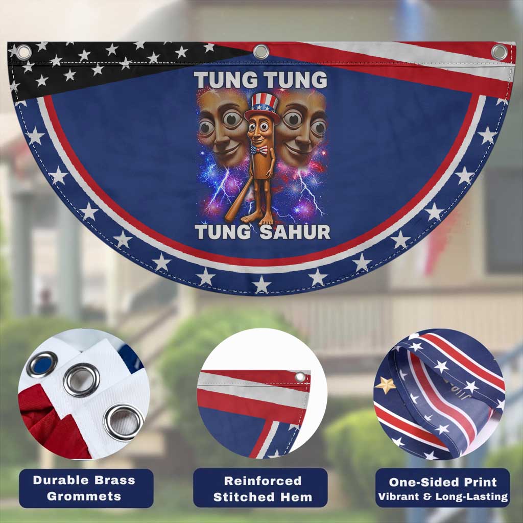 Tung Tung Sahur Italian Brainrot 4th Of July Meme Patriotic Fan Flag