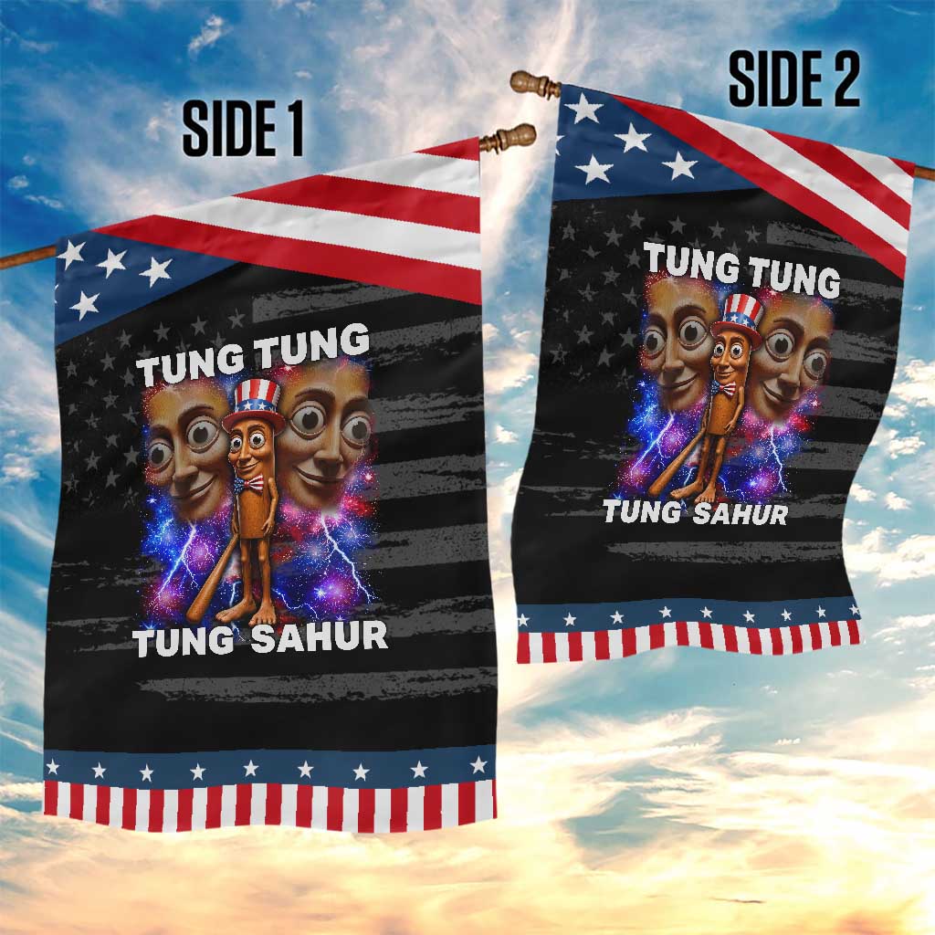 Tung Tung Sahur Italian Brainrot 4th Of July Meme Patriotic Garden Flag