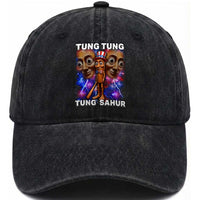 Tung Tung Sahur Italian Brainrot 4th Of July Meme Washed Cotton Baseball Cap
