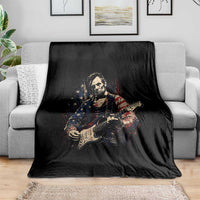 Abraham Lincoln Playing Guitar 4th of July Throw Blanket