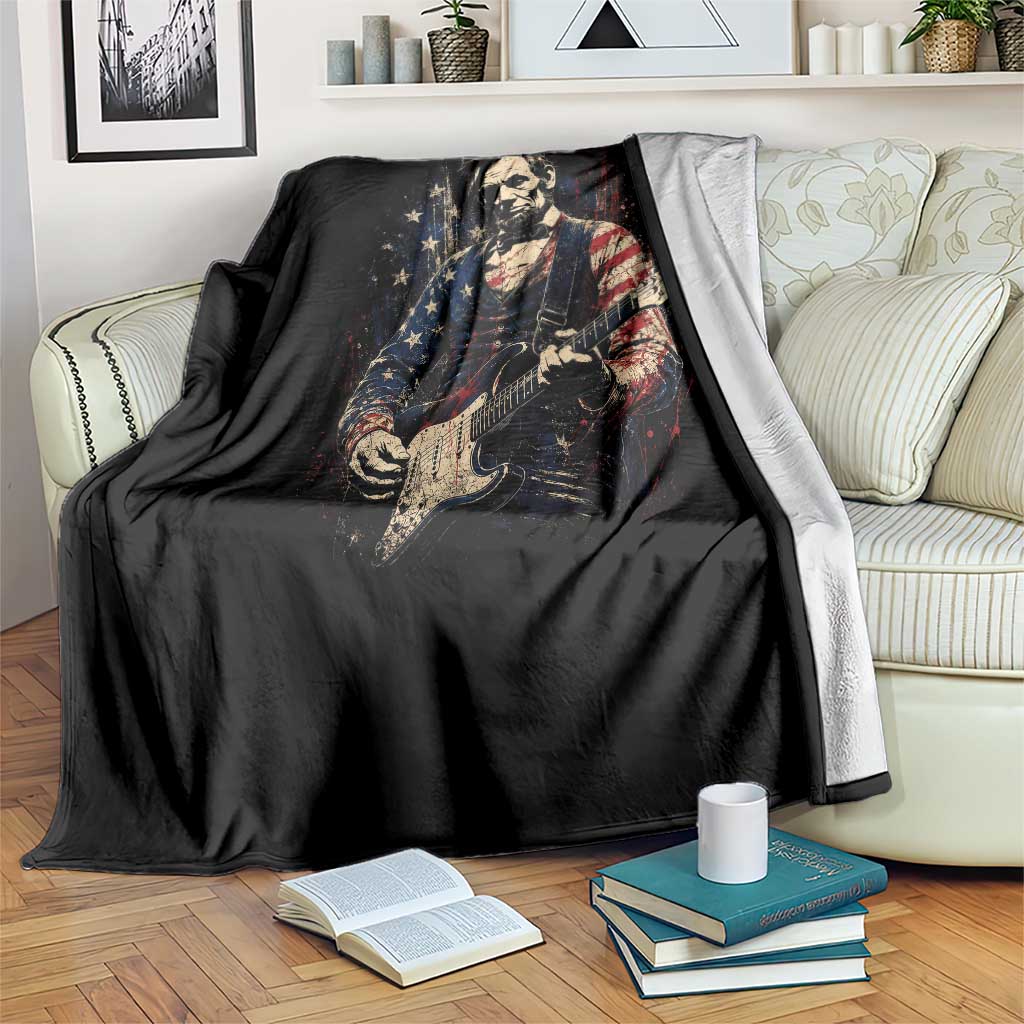 Abraham Lincoln Playing Guitar 4th of July Throw Blanket