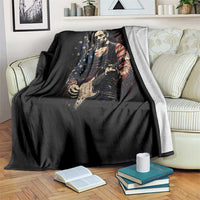 Abraham Lincoln Playing Guitar 4th of July Throw Blanket