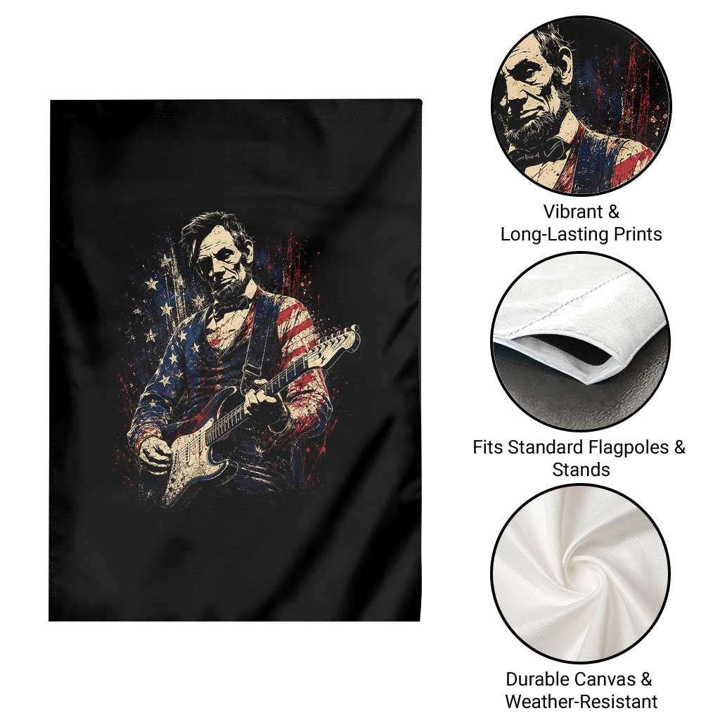 Abraham Lincoln Playing Guitar 4th of July Garden Flag