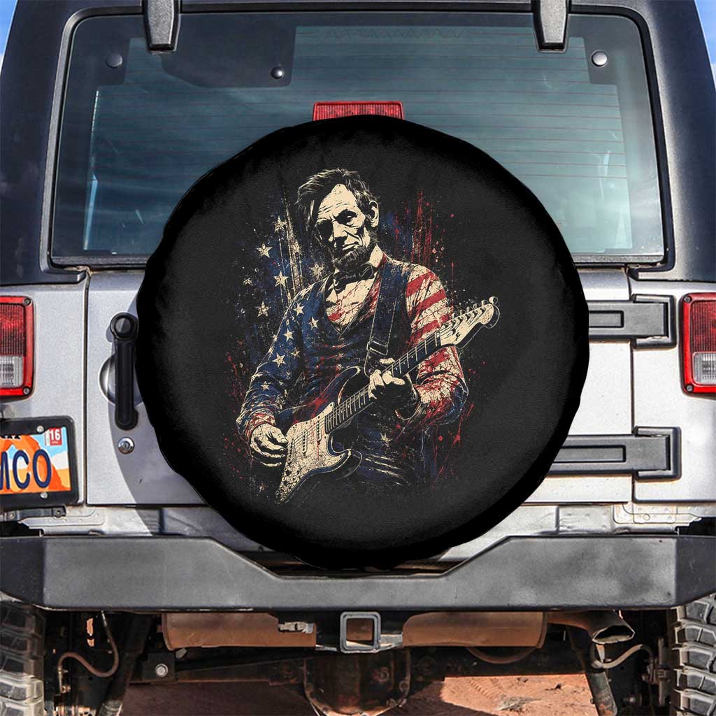Abraham Lincoln Playing Guitar 4th of July Spare Tire Cover