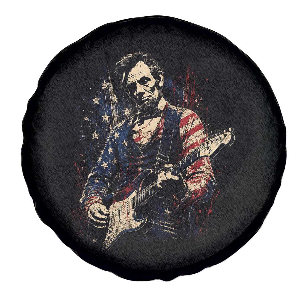 Abraham Lincoln Playing Guitar 4th of July Spare Tire Cover