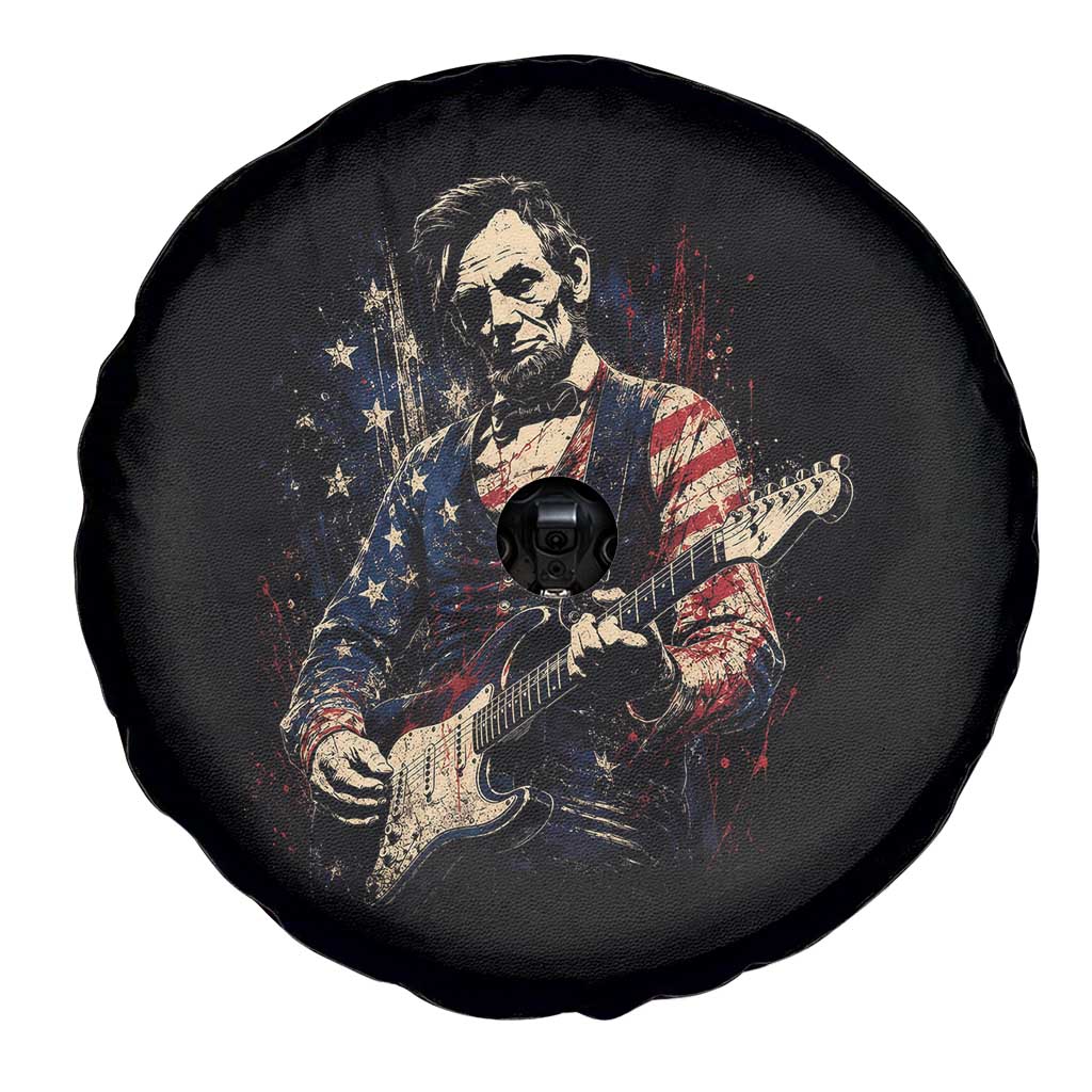 Abraham Lincoln Playing Guitar 4th of July Spare Tire Cover