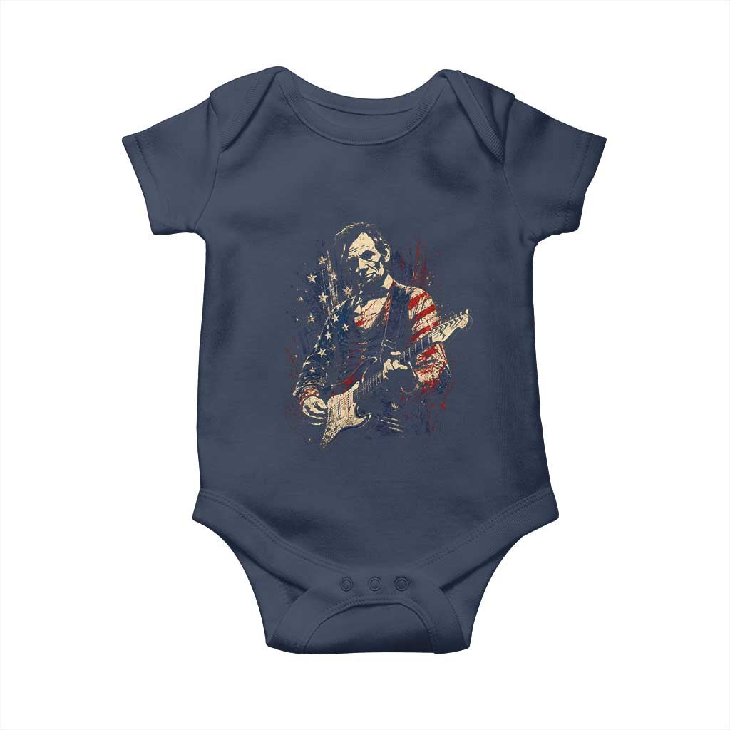 Abraham Lincoln Playing Guitar 4th of July Baby Onesie