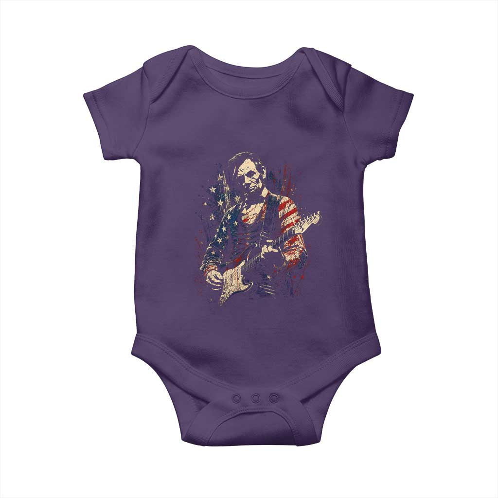 Abraham Lincoln Playing Guitar 4th of July Baby Onesie