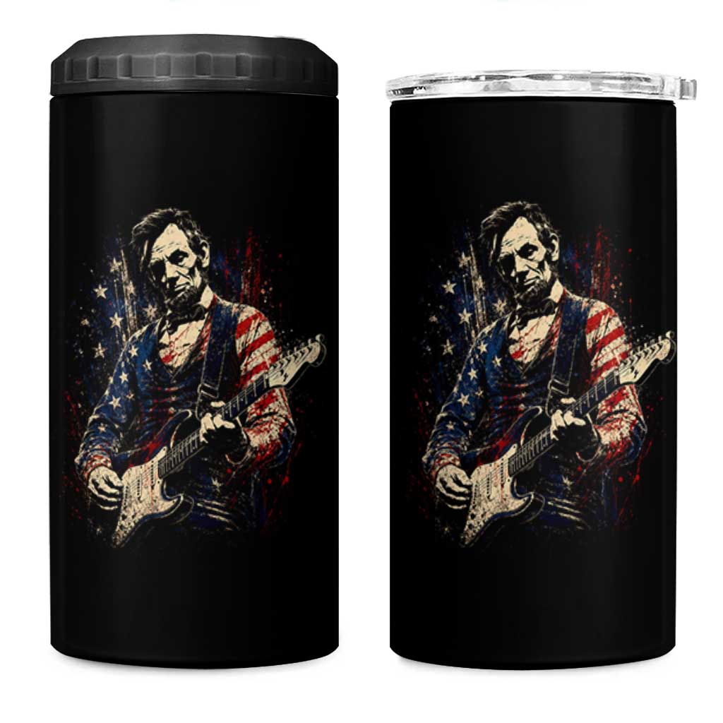 Abraham Lincoln Playing Guitar 4th of July 4 in 1 Can Cooler Tumbler