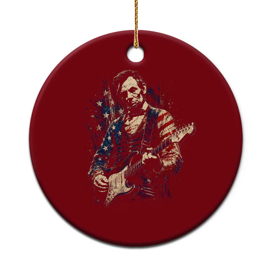 Abraham Lincoln Playing Guitar 4th of July Ceramic Ornament