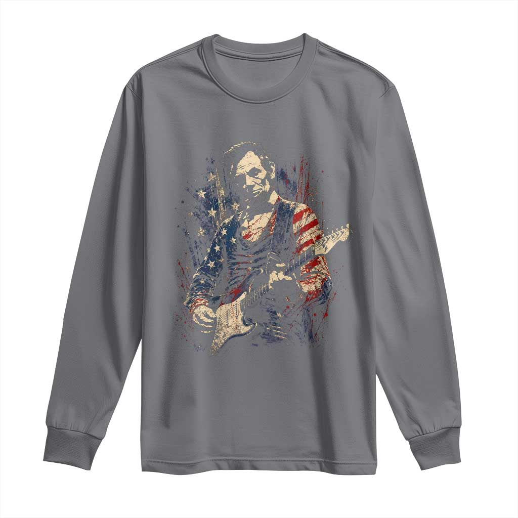 Abraham Lincoln Playing Guitar 4th of July Long Sleeve Shirt