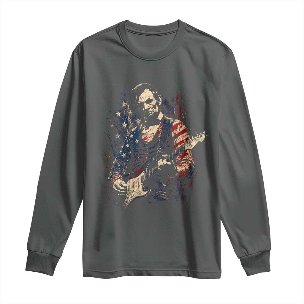 Abraham Lincoln Playing Guitar 4th of July Long Sleeve Shirt