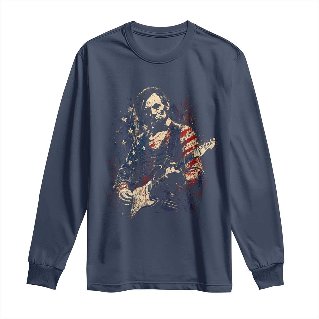 Abraham Lincoln Playing Guitar 4th of July Long Sleeve Shirt