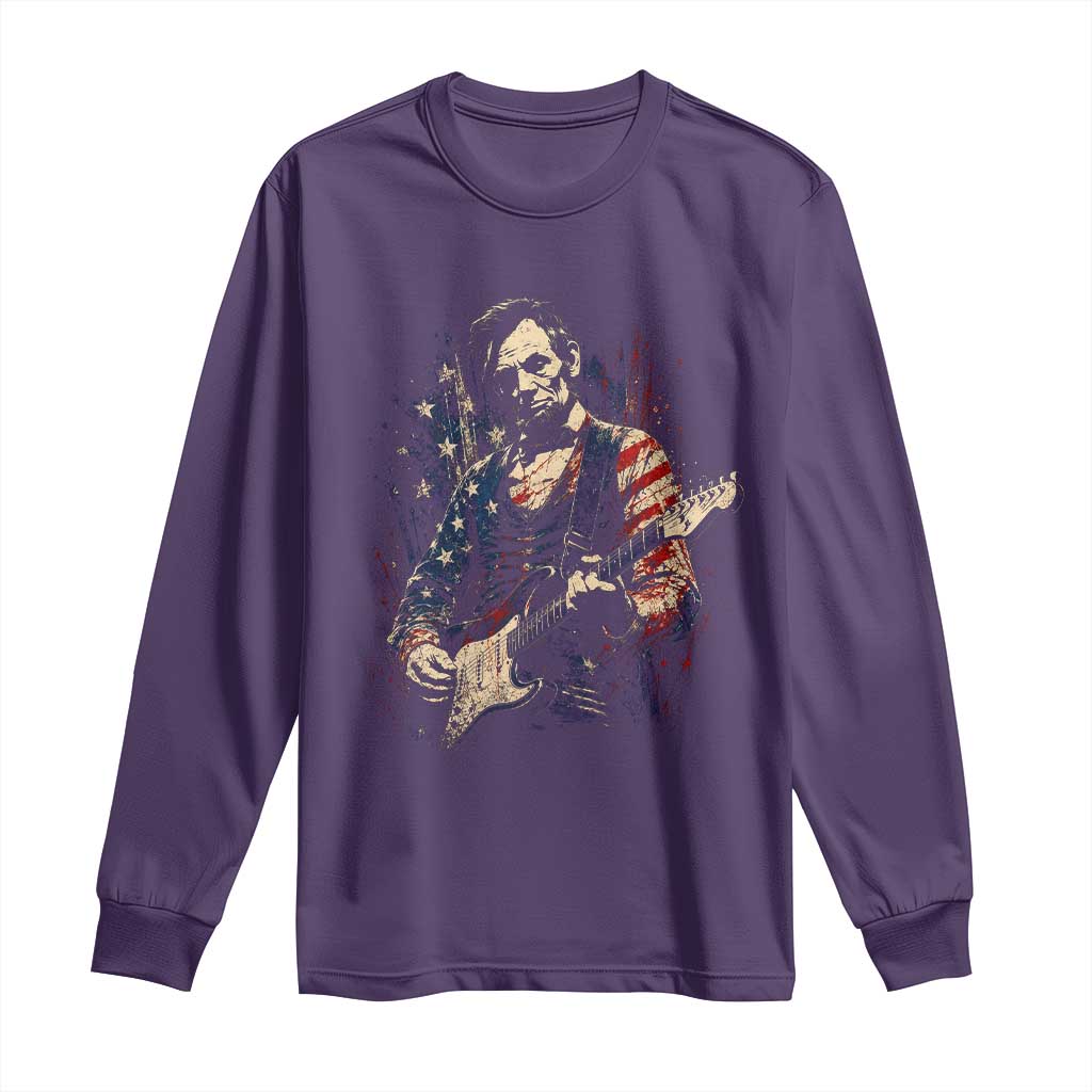 Abraham Lincoln Playing Guitar 4th of July Long Sleeve Shirt
