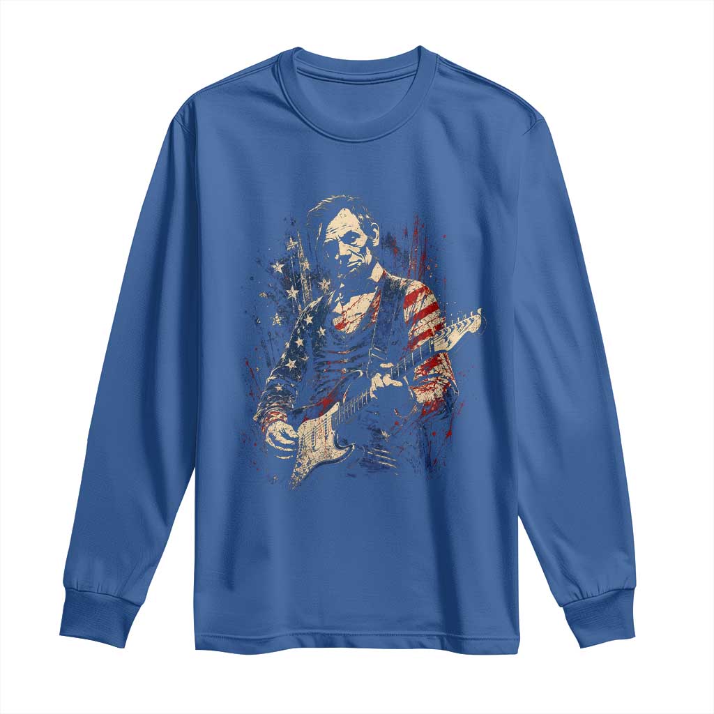 Abraham Lincoln Playing Guitar 4th of July Long Sleeve Shirt