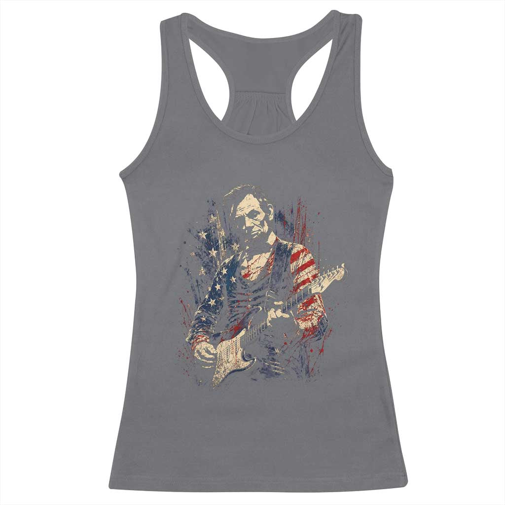 Abraham Lincoln Playing Guitar 4th of July Racerback Tank Top