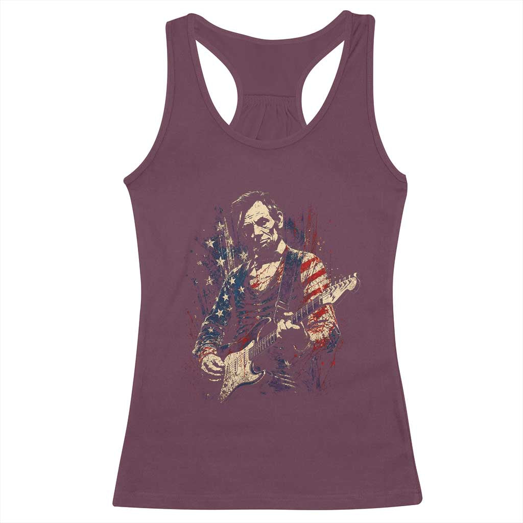 Abraham Lincoln Playing Guitar 4th of July Racerback Tank Top