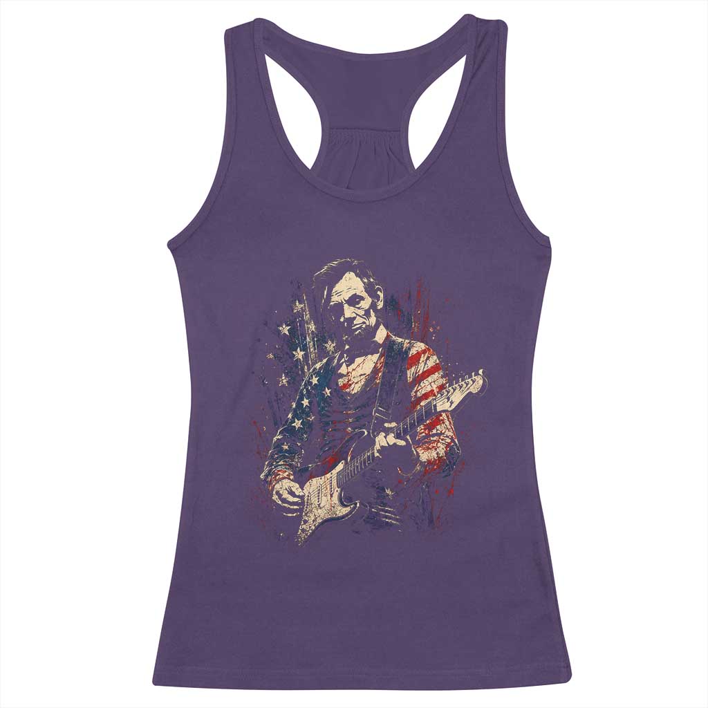 Abraham Lincoln Playing Guitar 4th of July Racerback Tank Top