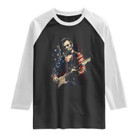 Abraham Lincoln Playing Guitar 4th of July Raglan Shirt