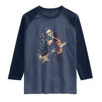 Abraham Lincoln Playing Guitar 4th of July Raglan Shirt