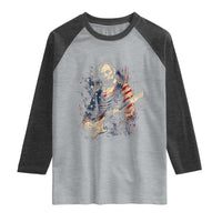Abraham Lincoln Playing Guitar 4th of July Raglan Shirt