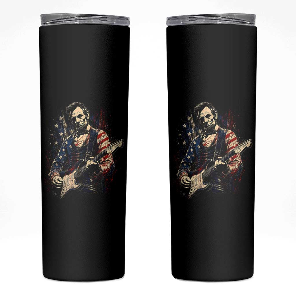 Abraham Lincoln Playing Guitar 4th of July Skinny Tumbler