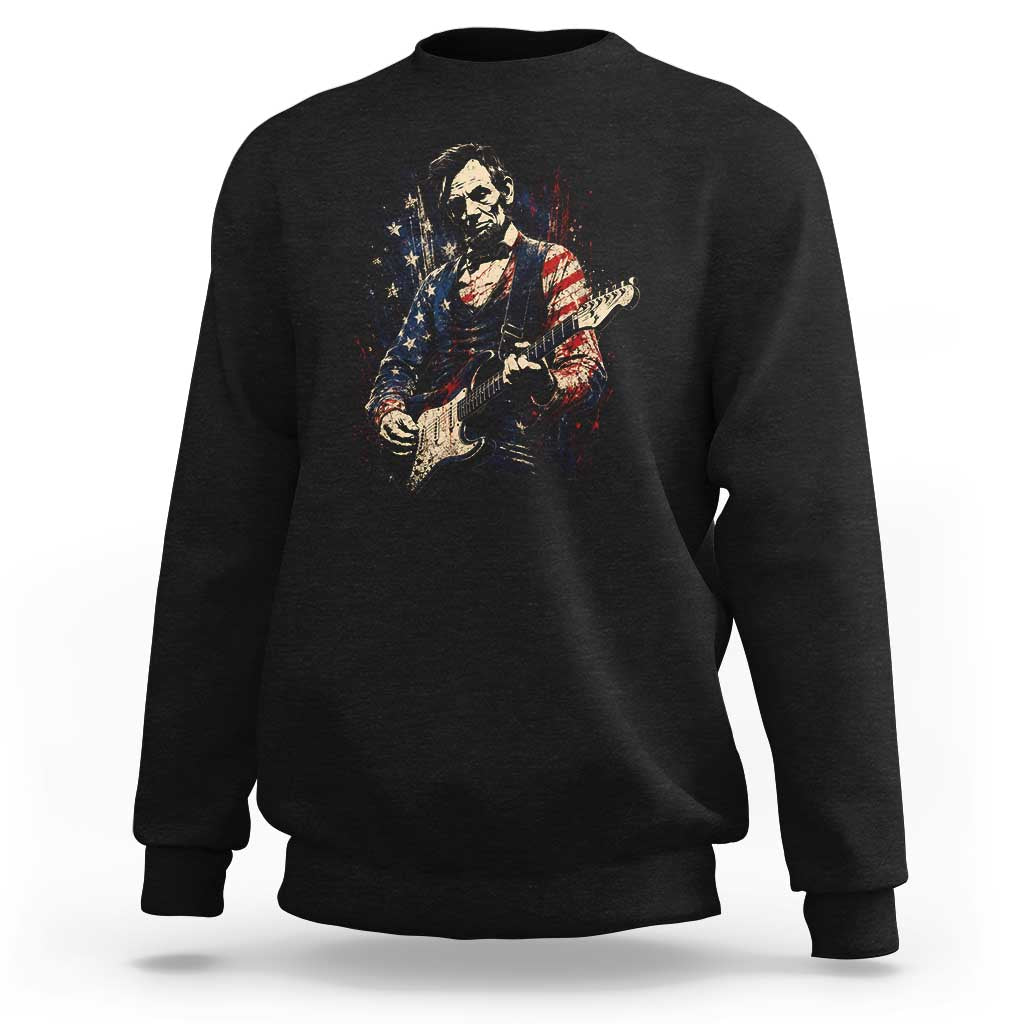 Abraham Lincoln Playing Guitar 4th of July Sweatshirt