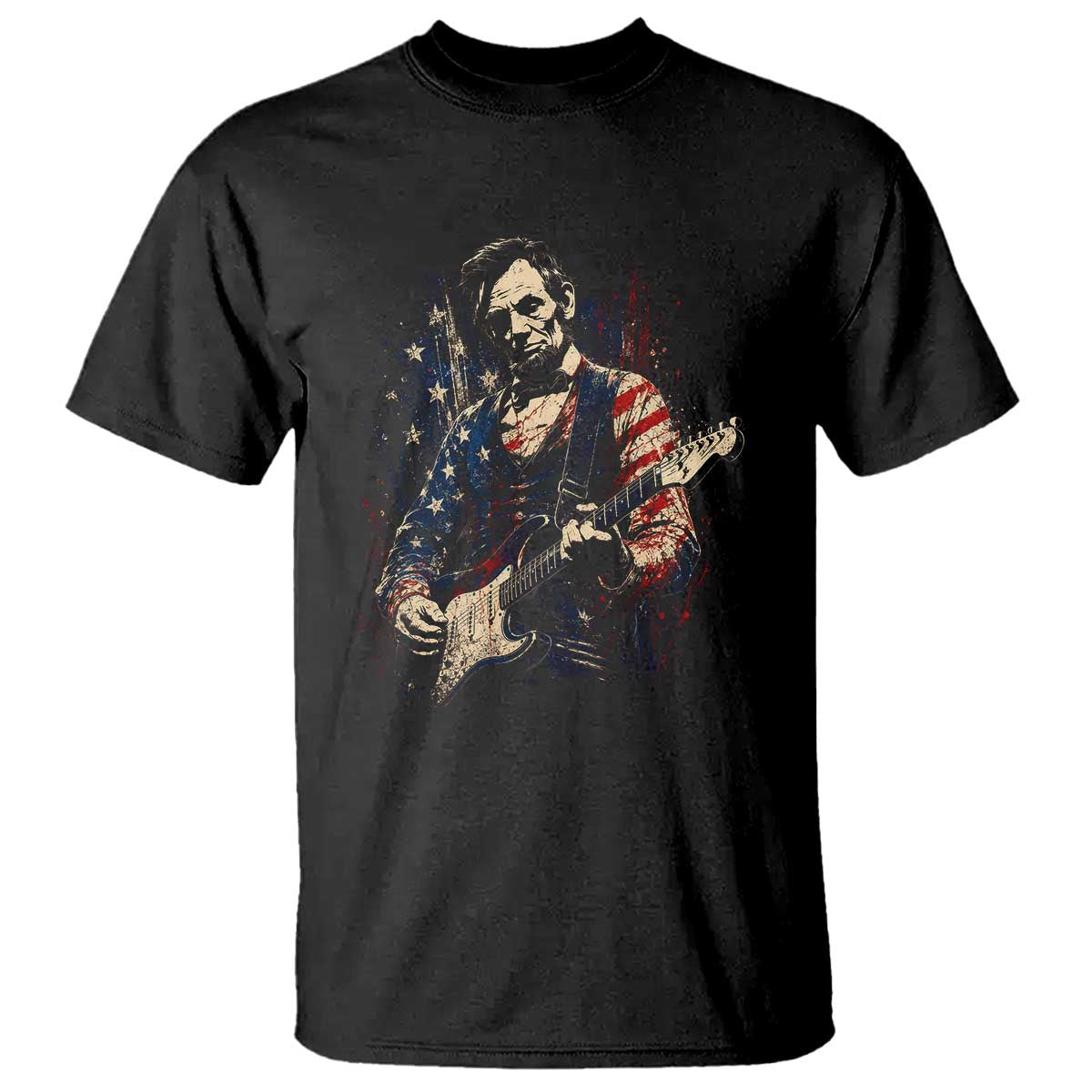 Abraham Lincoln Playing Guitar 4th of July T Shirt