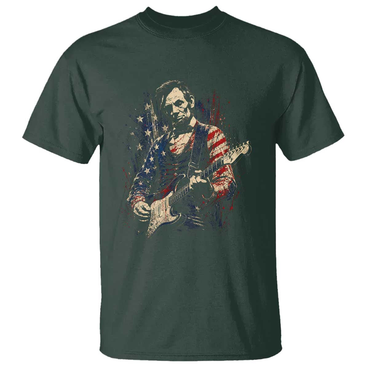 Abraham Lincoln Playing Guitar 4th of July T Shirt