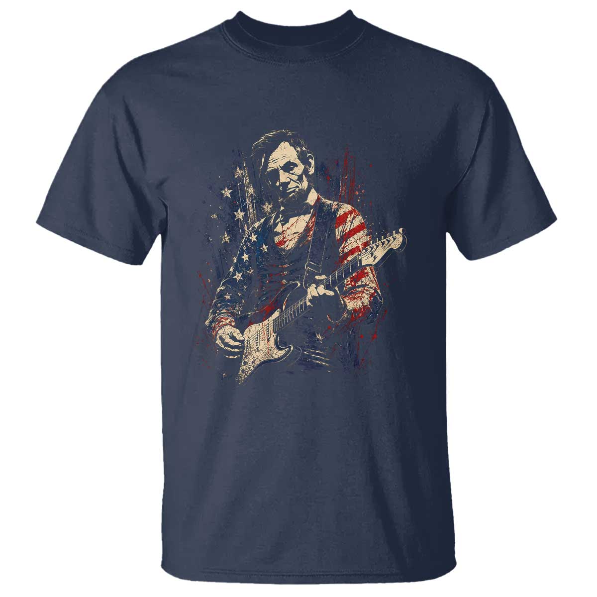 Abraham Lincoln Playing Guitar 4th of July T Shirt