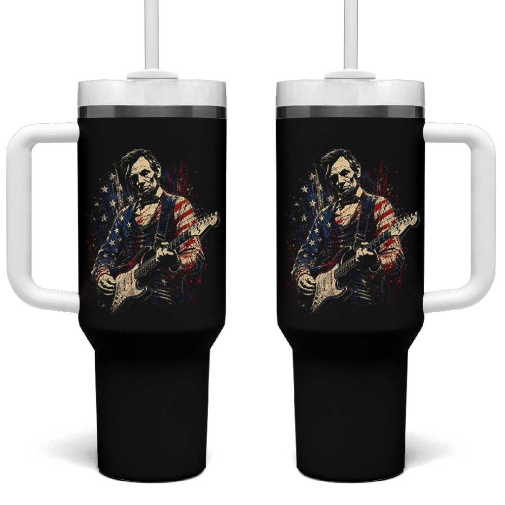Abraham Lincoln Playing Guitar 4th of July Tumbler With Handle