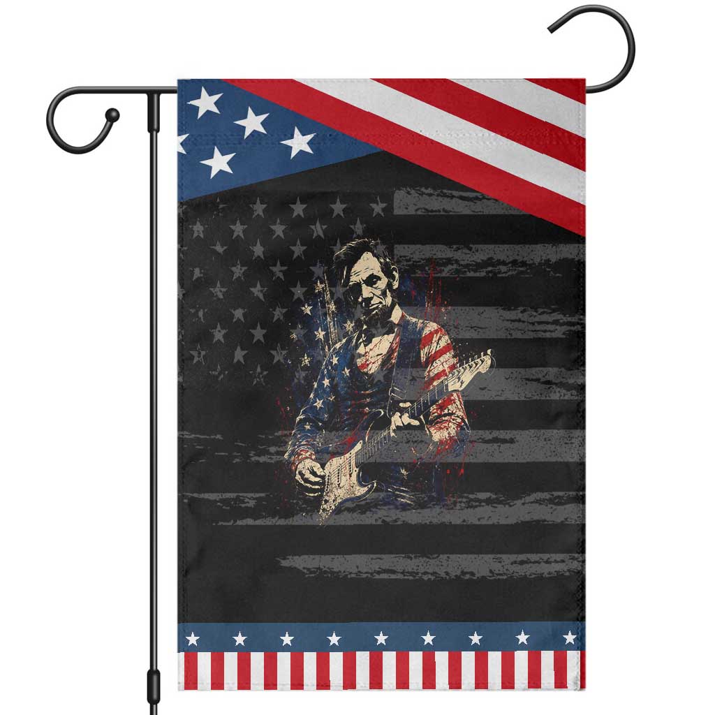 Abraham Lincoln Playing Guitar 4th of July Patriotic Garden Flag