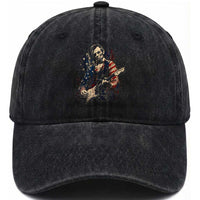 Abraham Lincoln Playing Guitar 4th of July Washed Cotton Baseball Cap