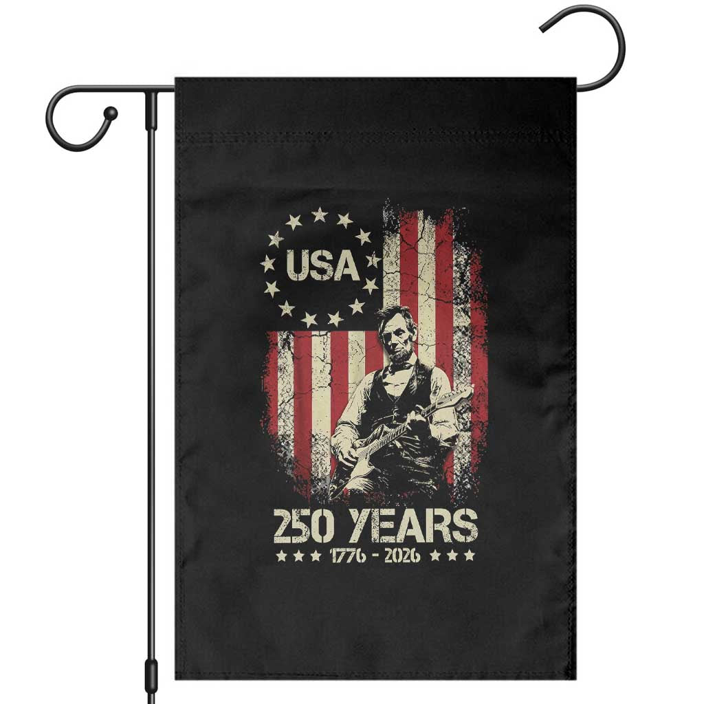America's 250th Abraham Lincoln Playing Guitar Garden Flag