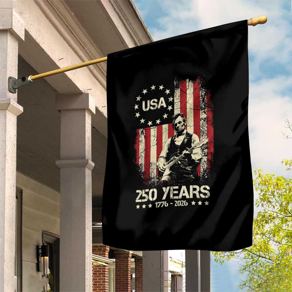 America's 250th Abraham Lincoln Playing Guitar Garden Flag