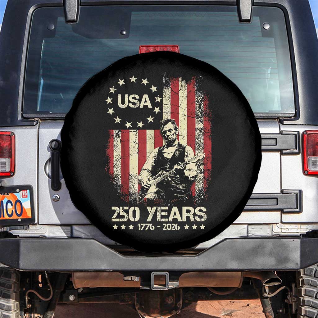 America's 250th Abraham Lincoln Playing Guitar Spare Tire Cover
