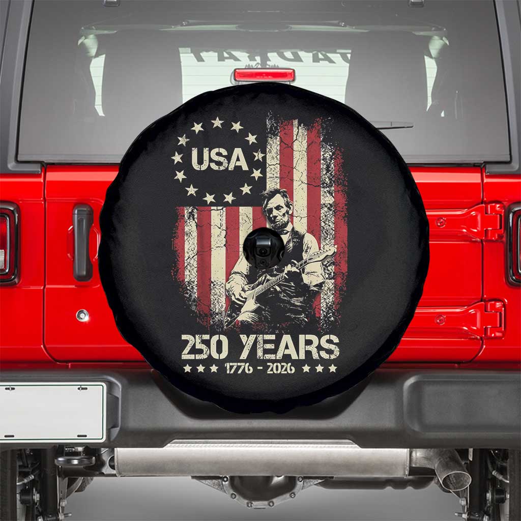 America's 250th Abraham Lincoln Playing Guitar Spare Tire Cover