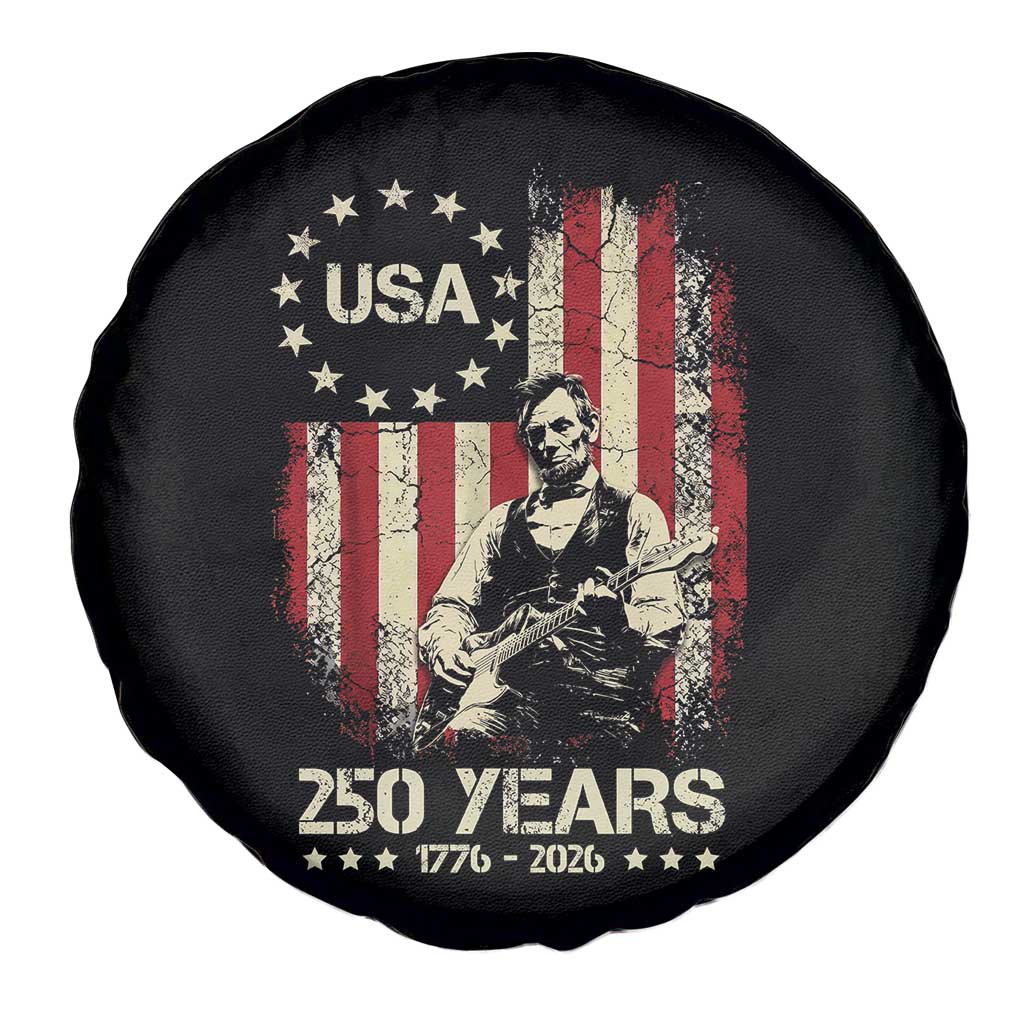 America's 250th Abraham Lincoln Playing Guitar Spare Tire Cover