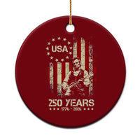 America's 250th Abraham Lincoln Playing Guitar Ceramic Ornament