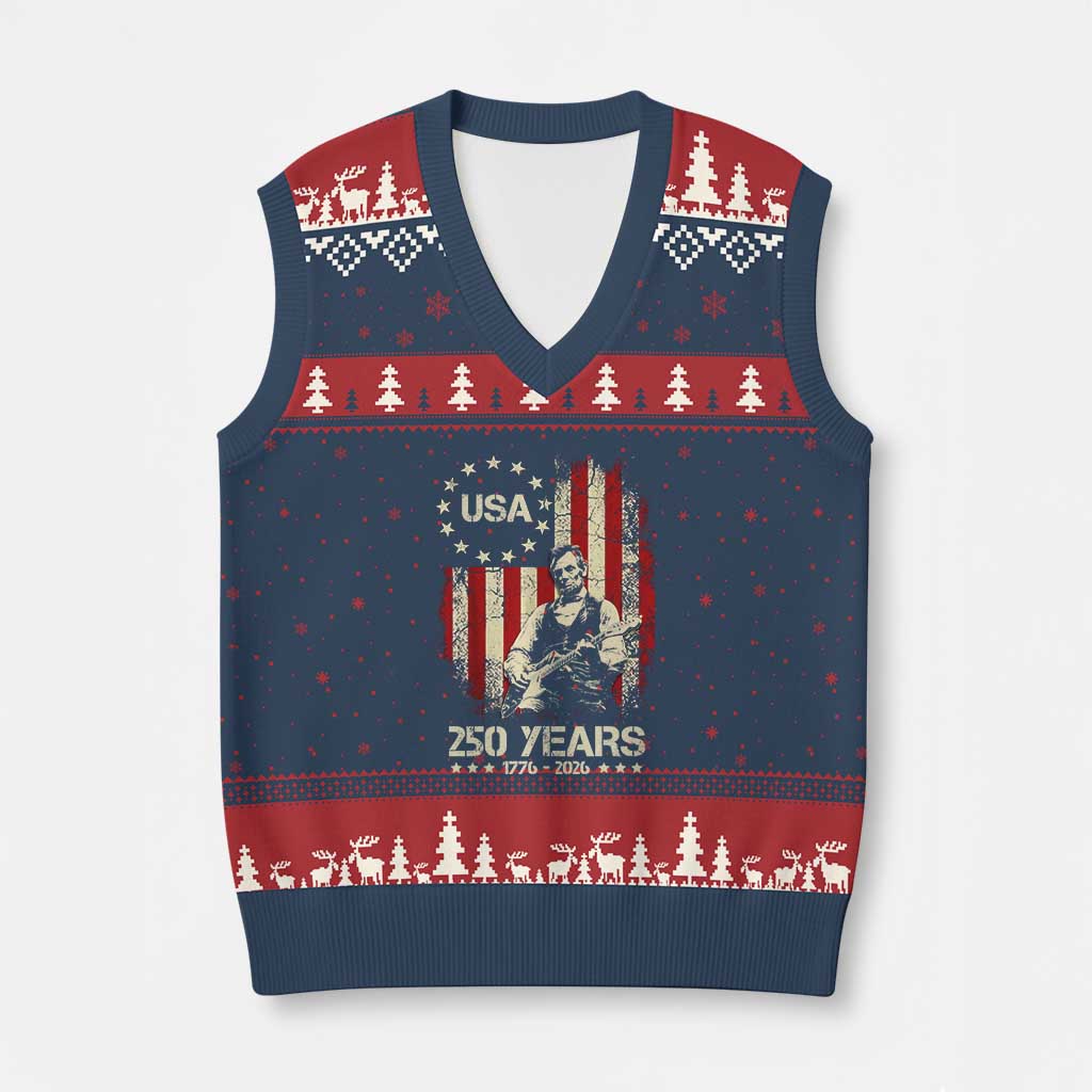 America's 250th Abraham Lincoln Playing Guitar V-Neck Knit Sweater Vest