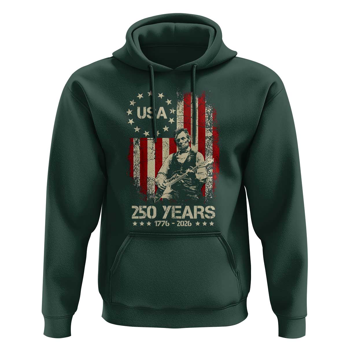 America's 250th Abraham Lincoln Playing Guitar Hoodie