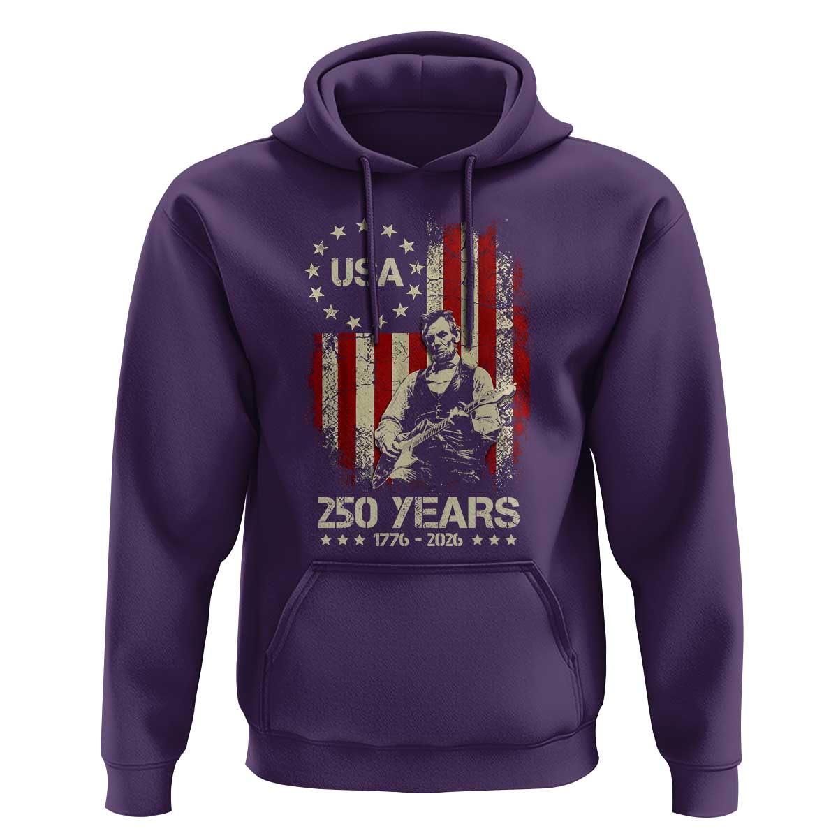 America's 250th Abraham Lincoln Playing Guitar Hoodie